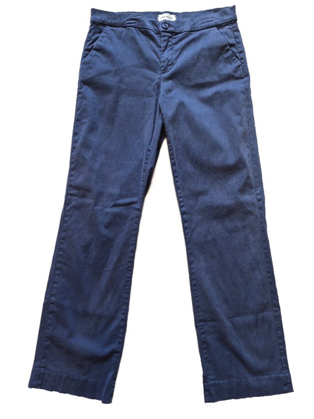 Lila Ryan Blue Chino Straight Wide Leg Trousers Pants Women's Sz 8 Stretch Soft